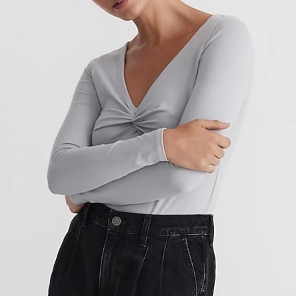 Madewell Twist-Front Long-Sleeve Tee in Solstice size Medium NWT NO073 - Picture 1 of 11
